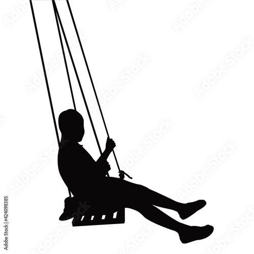 a child swinging body silhouette vector