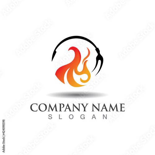 Hot grill logo template for business restaurant vector design creative