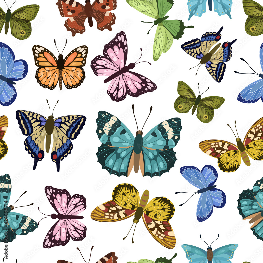Butterfly seamless pattern, spring and summertime Butterfly seamless pattern, spring and summertime