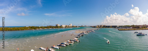 People boating Indian River sandbar Jupiter FL USA