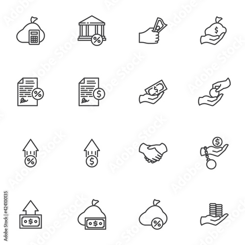 Loan and credit line icons set