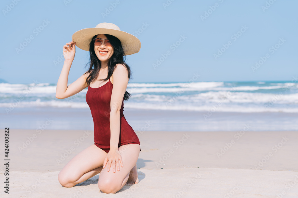 custom made wallpaper toronto digitalBeautiful young asian woman in swimwear relaxing at the beach during summer vacation