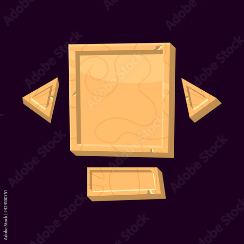 set of wooden game ui board pop up for gui asset elements vector illustration