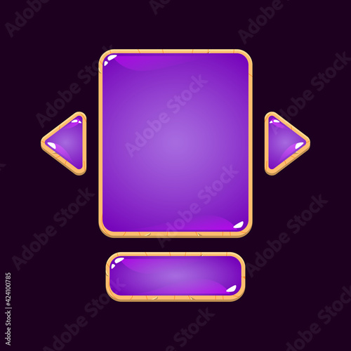 set of wooden jelly game ui board pop up for gui asset elements vector illustration