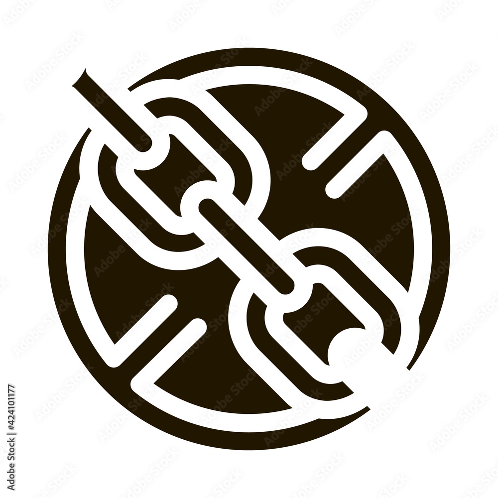 stop chain sign glyph icon vector. stop chain sign sign. isolated symbol illustration stop chain sign glyph icon vector. stop chain sign sign. isolated symbol illustration