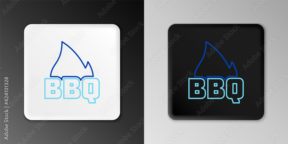 Line Barbecue fire flame icon isolated on grey background. Heat symbol. BBQ grill party. Colorful outline concept. Vector Line Barbecue fire flame icon isolated on grey background. Heat symbol. BBQ grill party. Colorful outline concept. Vector