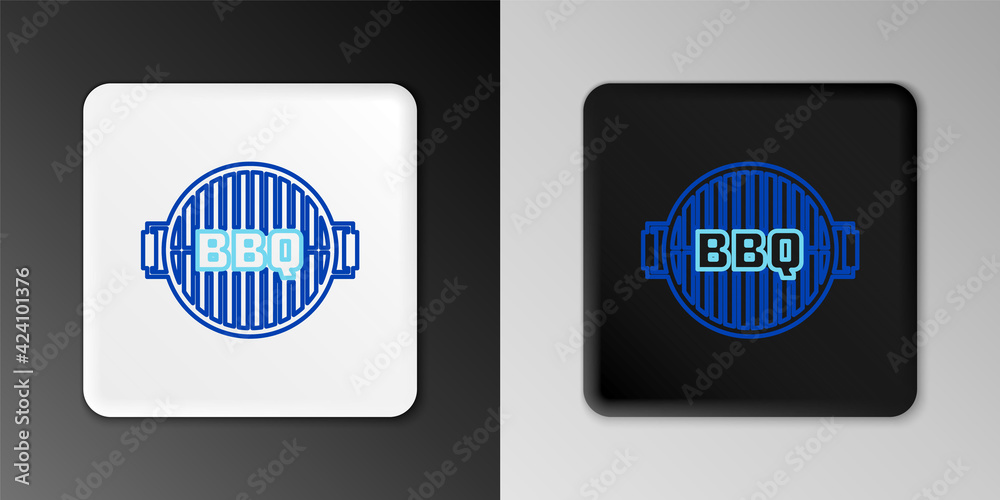 Line Barbecue grill icon isolated on grey background. Top view of BBQ grill. Steel grid. Colorful outline concept. Vector