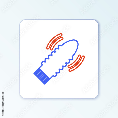 Line Dildo vibrator for sex games icon isolated on white background. Sex toy for adult. Vaginal exercise machines for intimate. Colorful outline concept. Vector