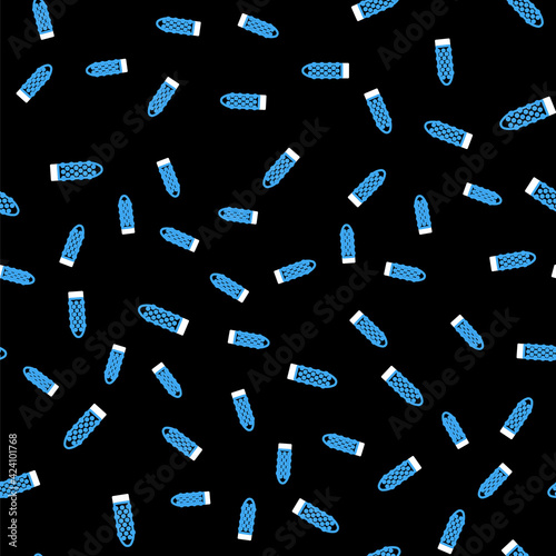 Line Dildo vibrator for sex games icon isolated seamless pattern on black background. Sex toy for adult. Vaginal exercise machines for intimate. Vector