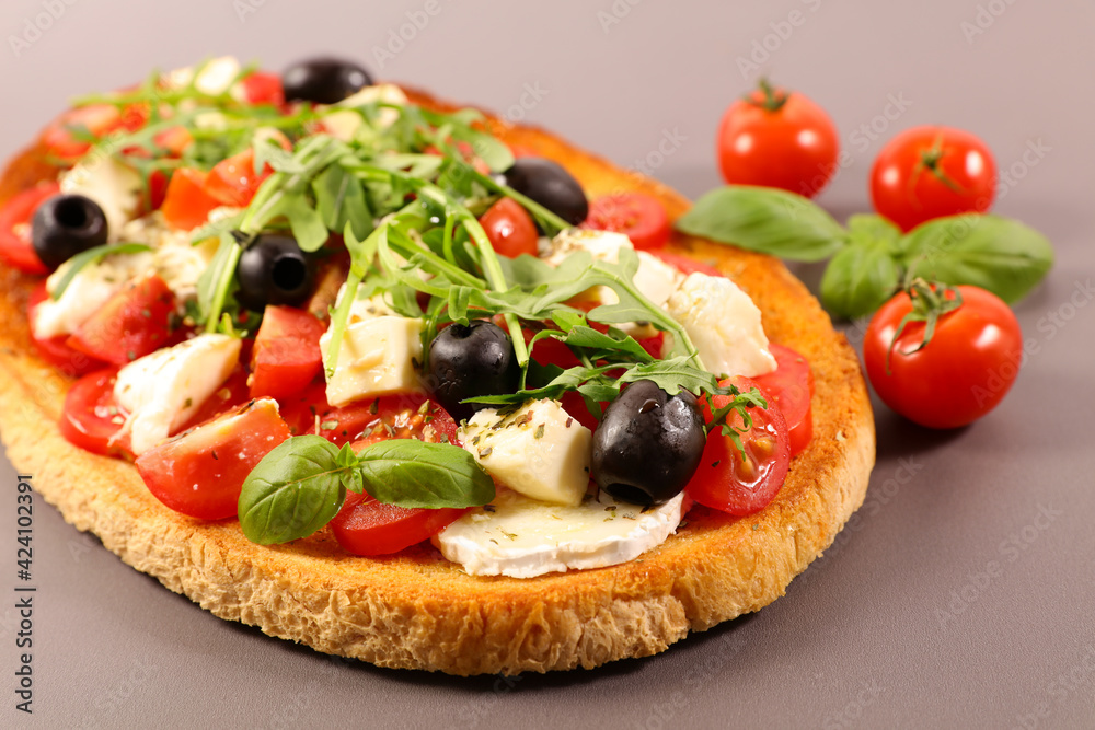 bruschetta with tomato, mozzarela and basil bruschetta with tomato, mozzarela and basil