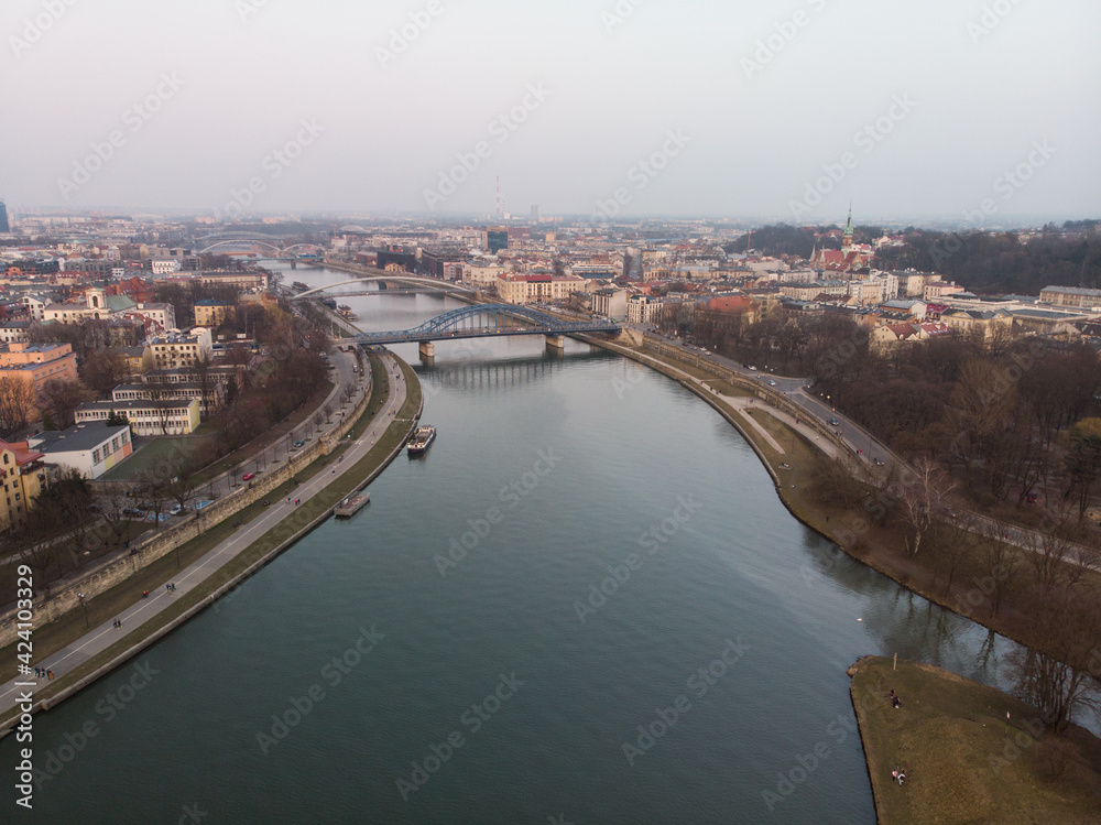 Wisła w Krakowie/Vistula river in Cracow, Lesser Poland, Poland - obrazy, fototapety, plakaty 