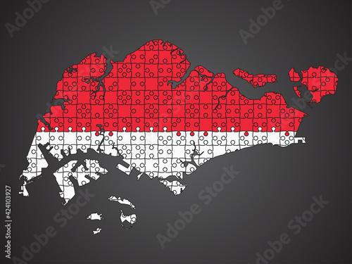 Vector country Singapore, map made puzzle template
