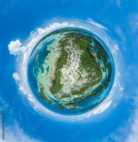 Tiny Planet bubble view of Koror  Palau