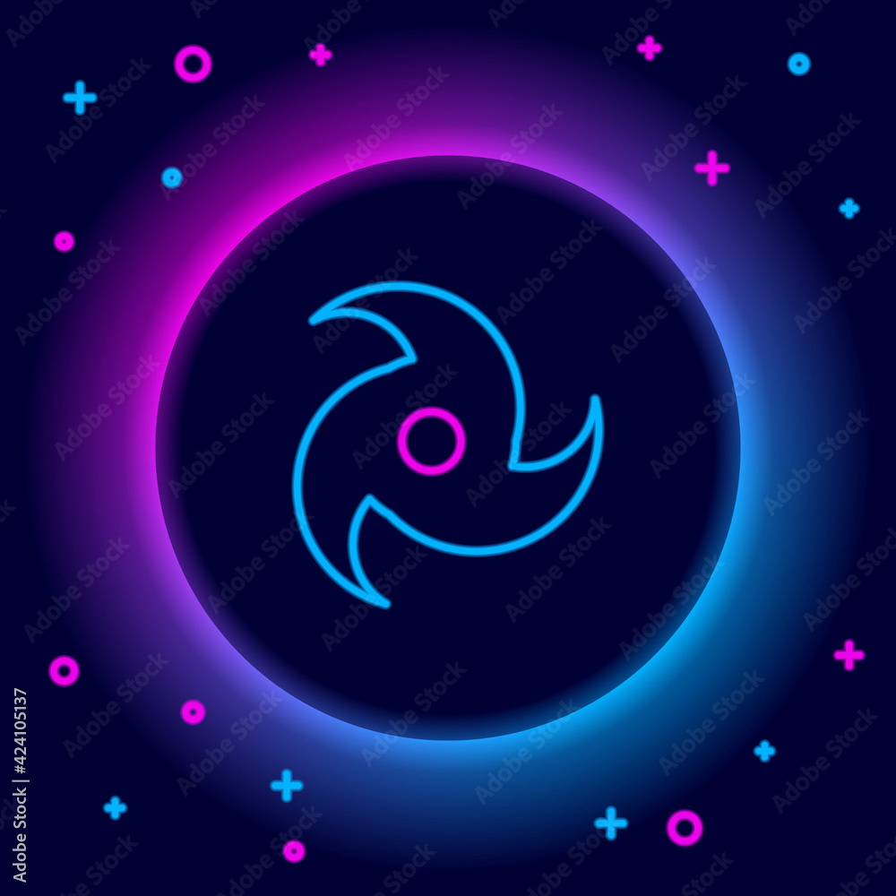Glowing neon line Tornado icon isolated on black background. Cyclone, whirlwind, storm funnel, hurricane wind or twister weather icon. Colorful outline concept. Vector Glowing neon line Tornado icon isolated on black background. Cyclone, whirlwind, storm funnel, hurricane wind or twister weather icon. Colorful outline concept. Vector