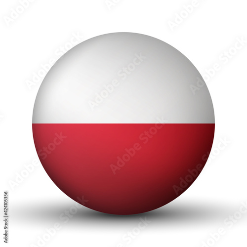 Free Download Glass light ball with flag of Poland. Round sphere, template icon. Polish national symbol. Glossy realistic ball, 3D abstract vector illustration highlighted on a white background. Big bubble - GFXLoad
