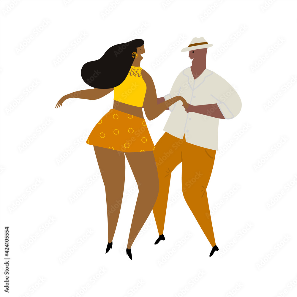 Premium Vector  Isolated cute couple dancer characters dancing to salsa  music concept vector