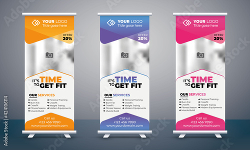 Fitness roll up banner , Retractable banner ,