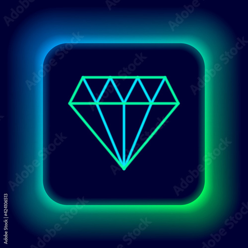 Glowing neon line Diamond icon isolated on black background. Jewelry symbol. Gem stone. Colorful outline concept. Vector