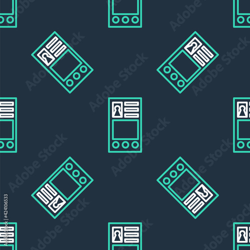 Line Create account screen icon isolated seamless pattern on black background. Vector © vector_v