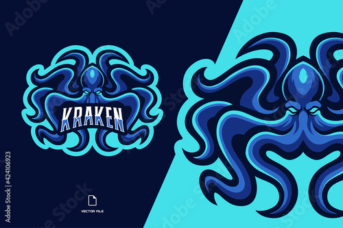 Kraken octopus mascot esport logo illustration for a game team
