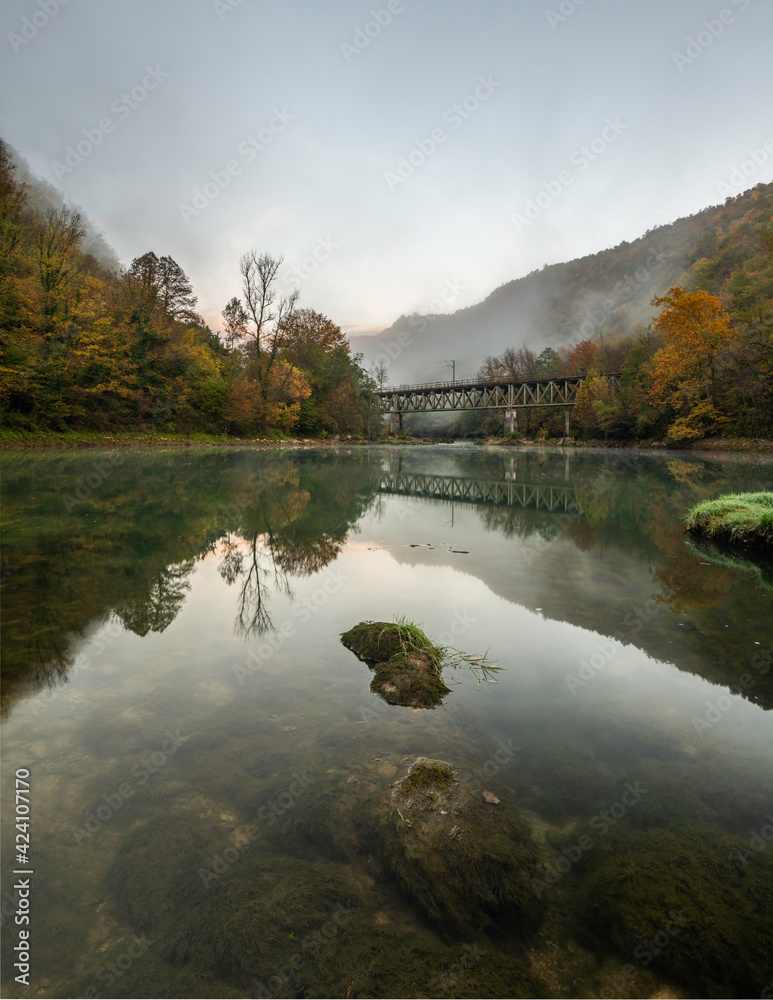 Fototapeta premium autumn landscape in canyon of river