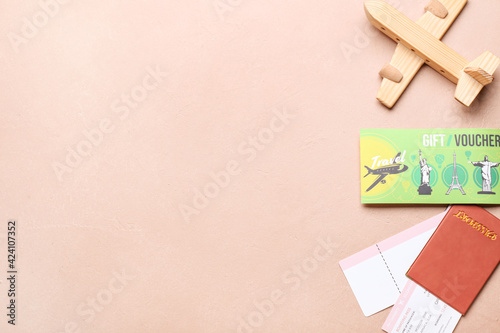 Wooden airplane, passport w...
