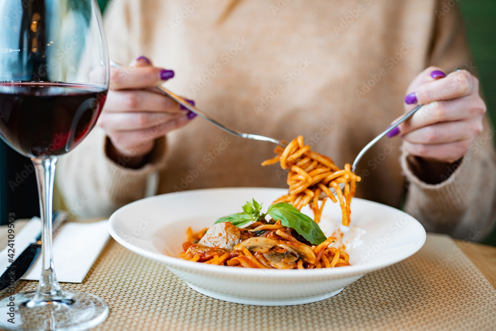 italian pasta in the cafe italian pasta in the cafe