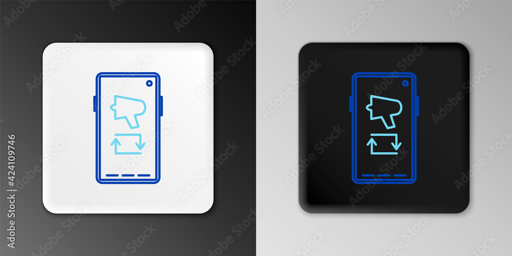 Line Spread the word, megaphone on mobile phone icon isolated on grey background. Colorful outline concept. Vector Line Spread the word, megaphone on mobile phone icon isolated on grey background. Colorful outline concept. Vector