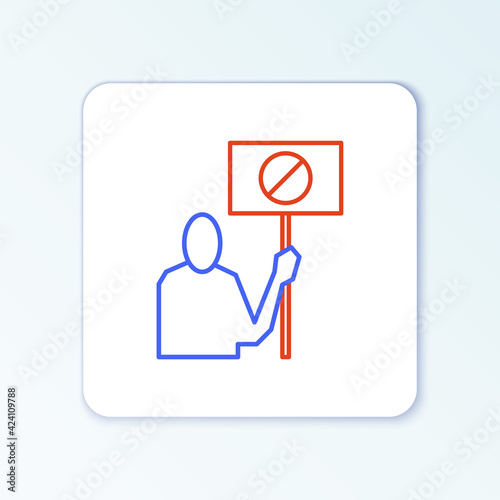 Line Nature saving protest icon isolated on white background. Earth planet protection, environmental issues demonstration. Colorful outline concept. Vector