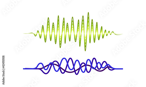 Acoustic Soundwave or Audible Sound Track with Graph Vibration Vector Set