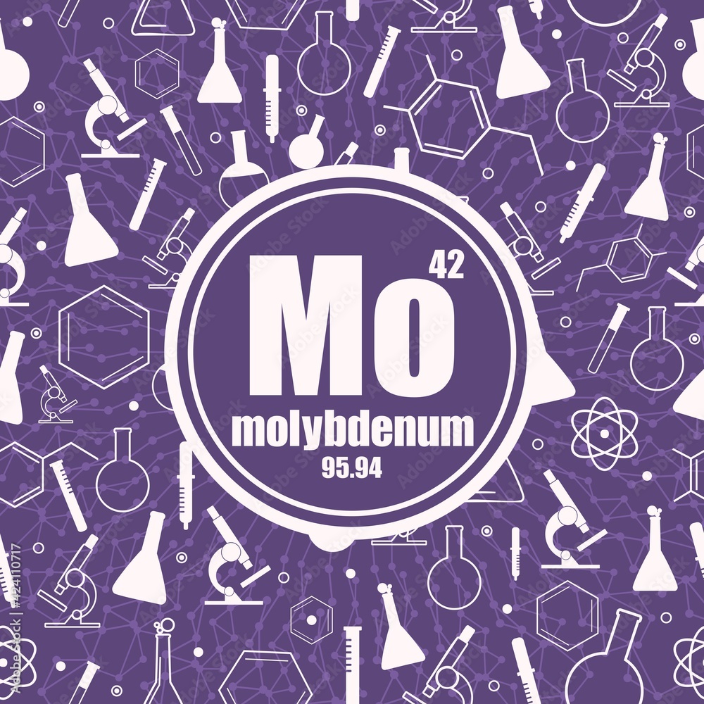Molybdenum chemical element. Concept of periodic table.