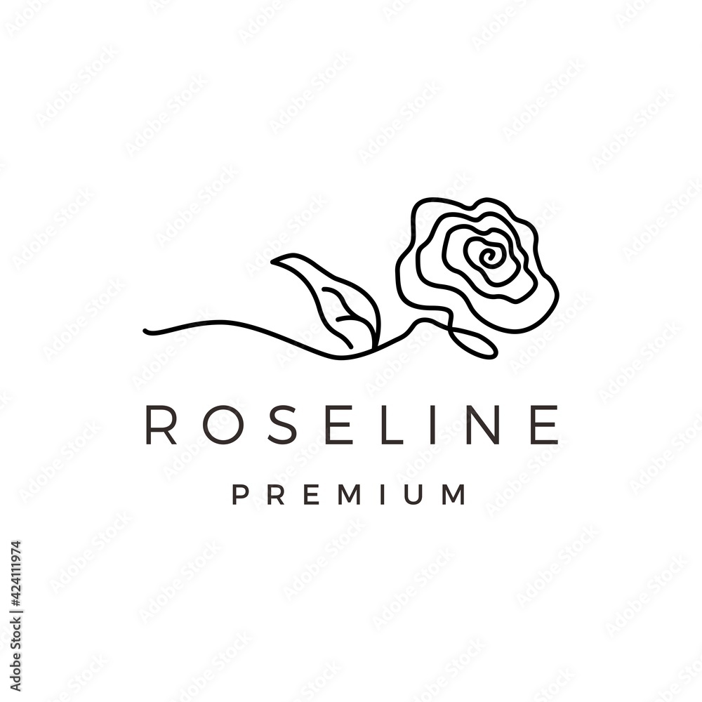 rose line outline monoline logo vector icon illustration rose line outline monoline logo vector icon illustration