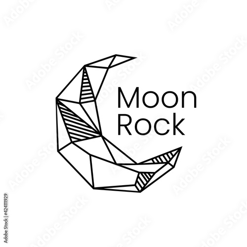 crescent moon rock stone gem logo vector icon illustration