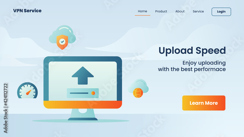 upload speed campaign for web website home homepage landing page banner template with flat style