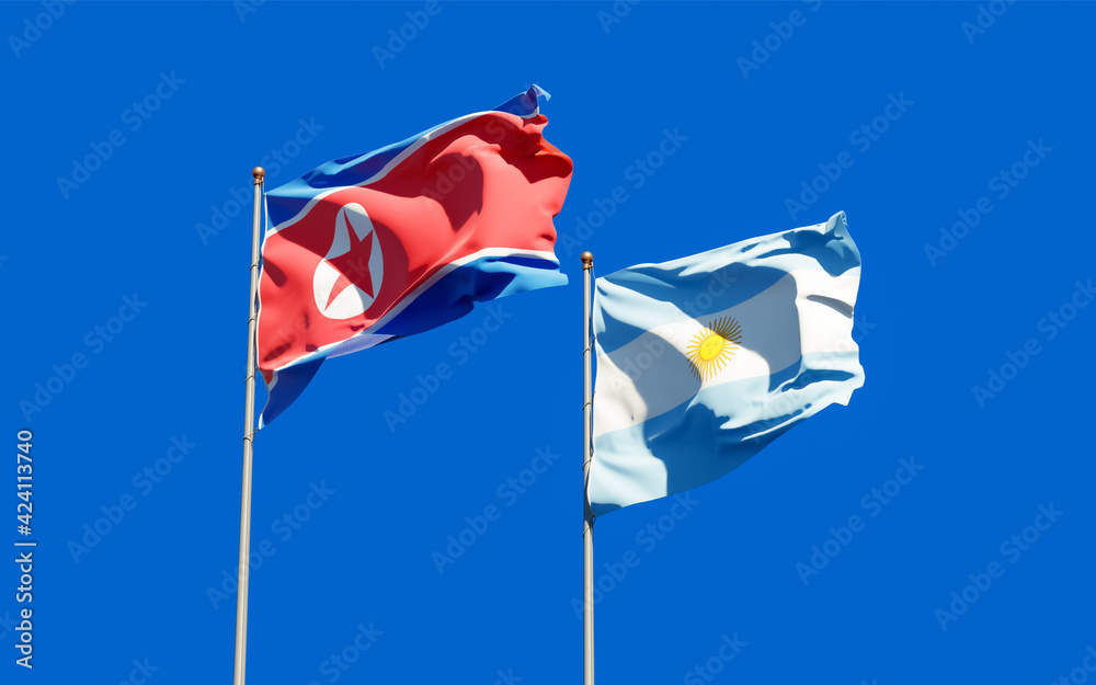 Flags of North Korea and Argentina. Flags of North Korea and Argentina.