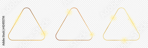 Gold glowing rounded triangle frame
