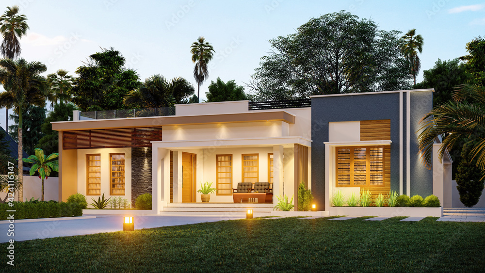 Modern home design 3d rendering Modern home design 3d rendering