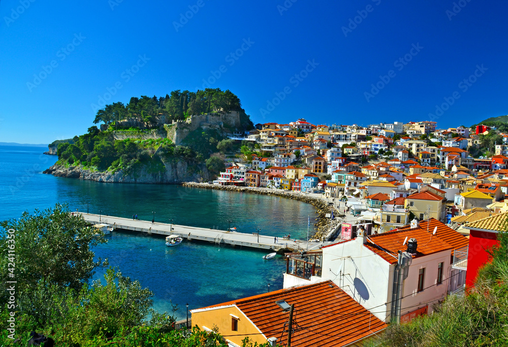 Fototapeta premium parga tourist resort in greece sea beach summer holidays