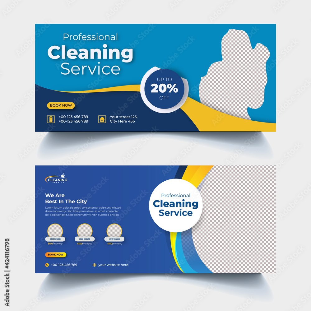 Cleaning Service Facebook cover header banner ads or social media post