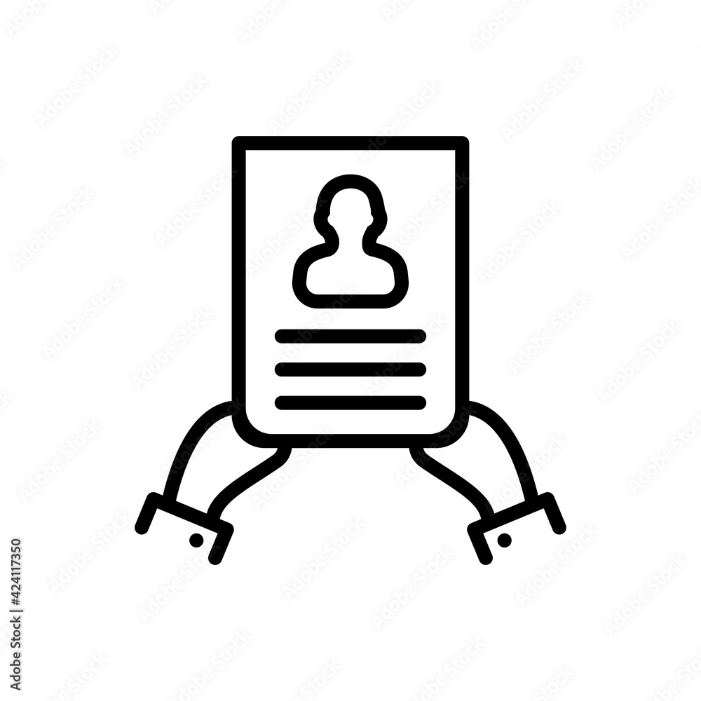 Cv with id card, concept of personal biodata icon Cv with id card, concept of personal biodata icon