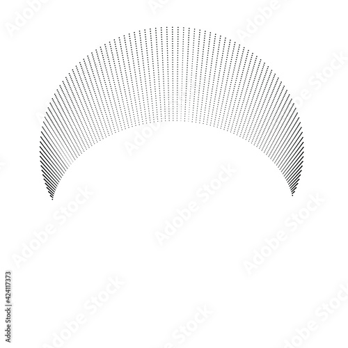 Halftone dots in Semi Circle Form .  Vector Illustration .Technology round. Moon Logo . Design element . Abstract Geometric shape . letter c .
