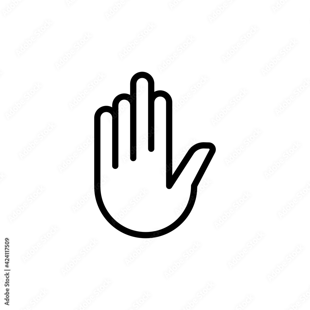 Hand stop sign outline icon. linear style sign for mobile concept and web design. Human hand simple line vector icon. Palm symbol, logo illustration. Pixel perfect vector graphics Hand stop sign outline icon. linear style sign for mobile concept and web design. Human hand simple line vector icon. Palm symbol, logo illustration. Pixel perfect vector graphics