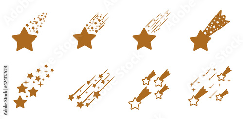 Shooting comet. Set falling stars. Vector stock illustration