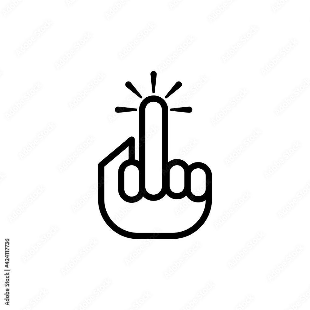 Middle finger icon mouse cursor style illustration isolated vector on white background Middle finger icon mouse cursor style illustration isolated vector on white background