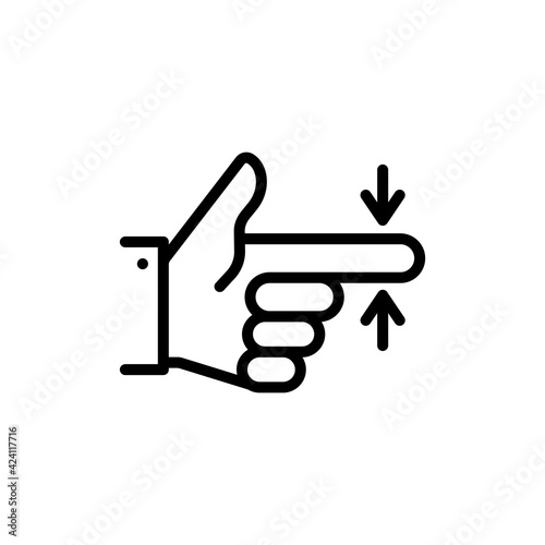 Hand with finger swiping or swipe up and down gesture line art vector icon for apps and websites