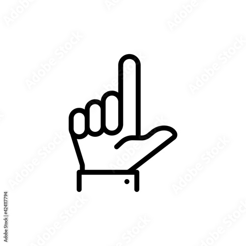 Loser sign hand gesture line art vector icon for apps and websites