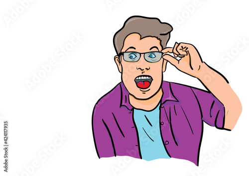 surprised young man with glasses