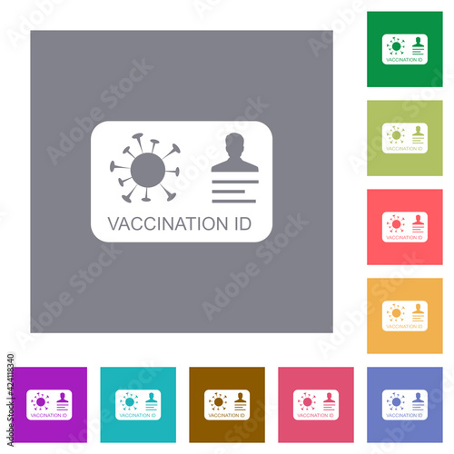 Vaccination id square flat icons