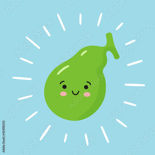 Happy healthy gallbladder character. Isolated vector illustration on white background