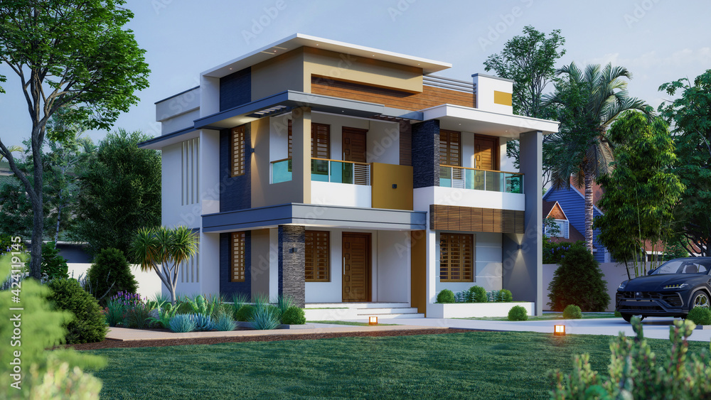 Modern home designs 3d rendering